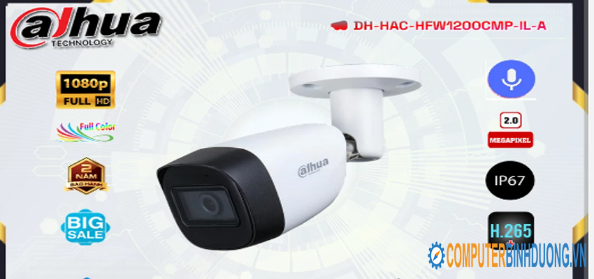 Camera HDCVI DAHUA DH-HAC-HFW1200CMP-IL-A 2MP chính hãng