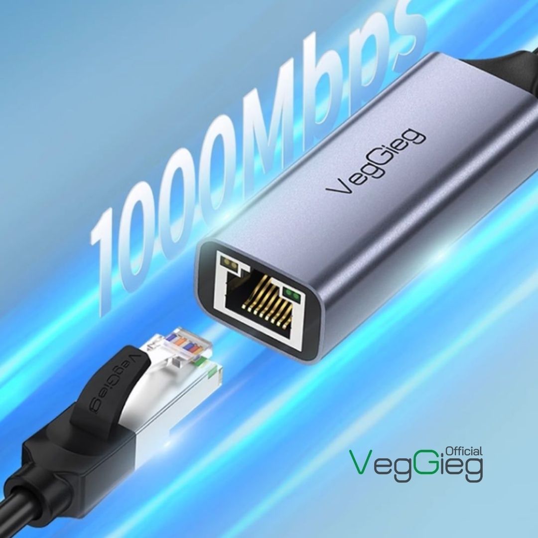 CÁP CHUYỂN VEGGIEG USB TYPE C SANG LAN 1000Mbps V-K308