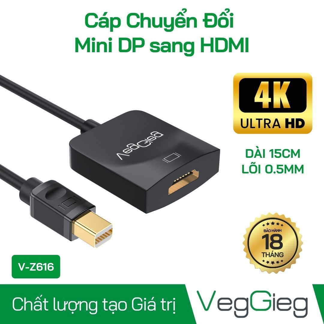 Cáp Mini DisplayPort Sang HDMI 4K VeggieG V-Z616