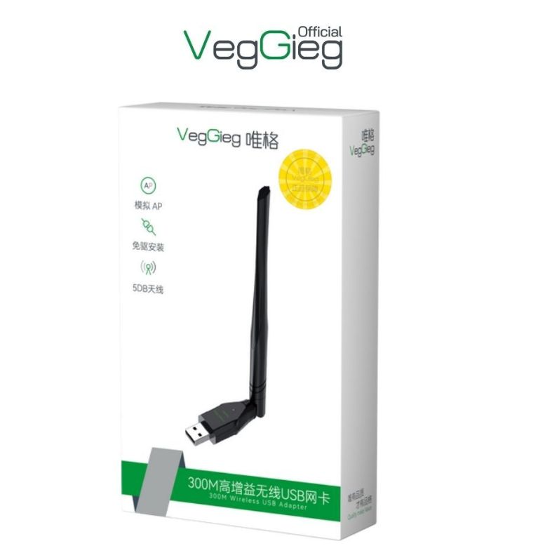 BỘ THU WIFI VEGGIEG với angten 300Mbps V-K300