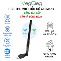 USB THU WIFI VEGGIEG 650Mbps 2 băng tần 2.4G - 5G V-K650